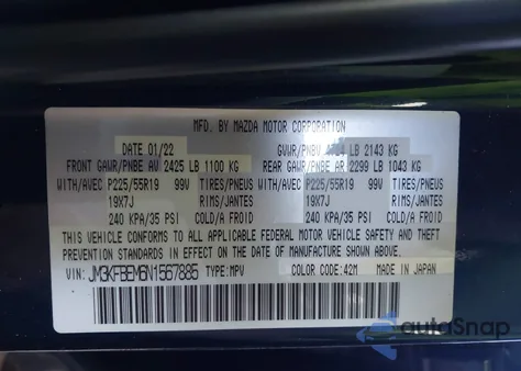 2022 Mazda Cx-5 2.5 S Premium Plus from USA, damaged, VIN JM3KFBEM6N1567885